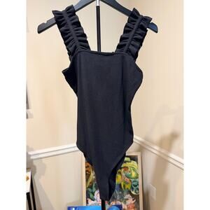 3 for $9 Entro ribbed bodysuit ruffle strap black euc s